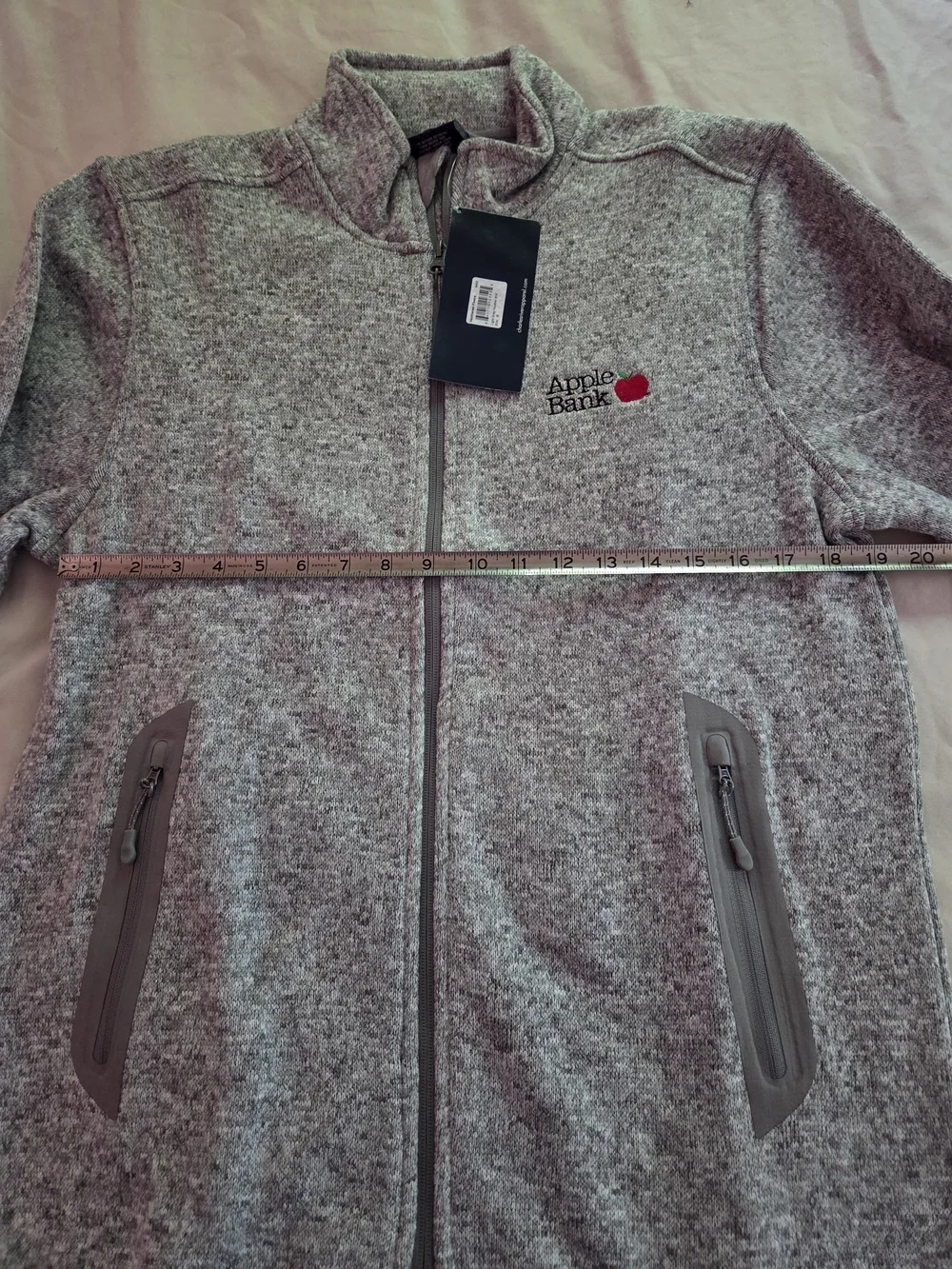 Men's Med Gray Full Zip Jacket w/Apple Bank Logo